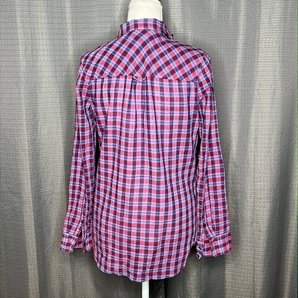J. CREW PURPLE PLAID BOYFRIEND CUT BUTTONDOWN SHIRT MEDIUM - Picture 2 of 7